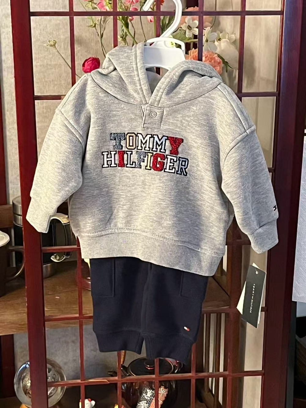 Tommy Hilfiger Gray Hoodie and Navy Pants Kids Matching Set